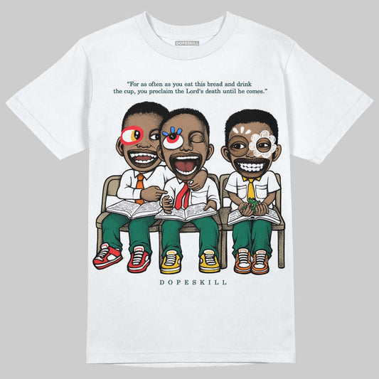 Jordan 4 Retro Oxidized Green DopeSkill T-Shirt First Sunday Graphic Streetwear - White