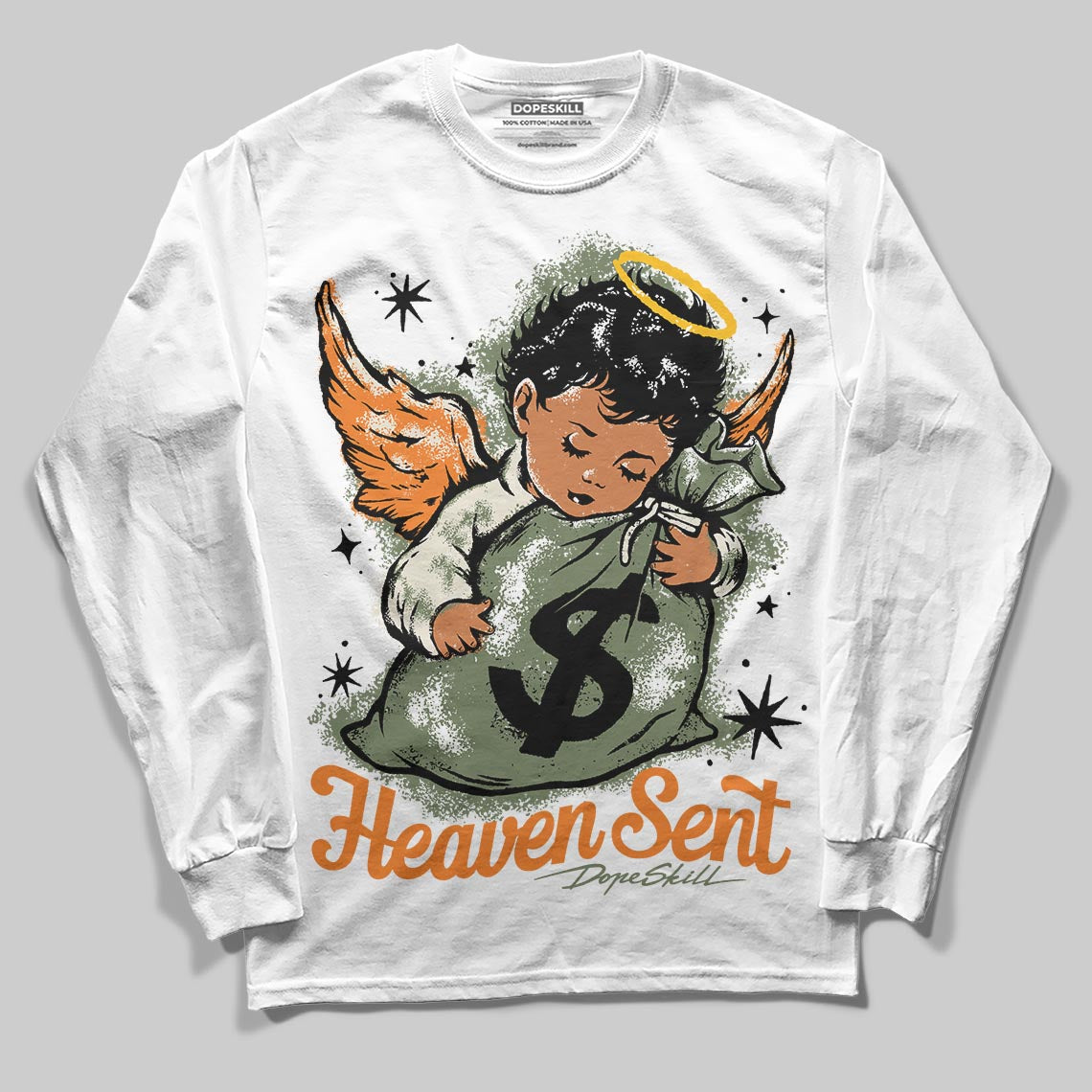 Jordan 4 Retro OG SP Undefeated (2025) DopeSkill Long Sleeve T-Shirt Heaven Sent Graphic Streetwear - White