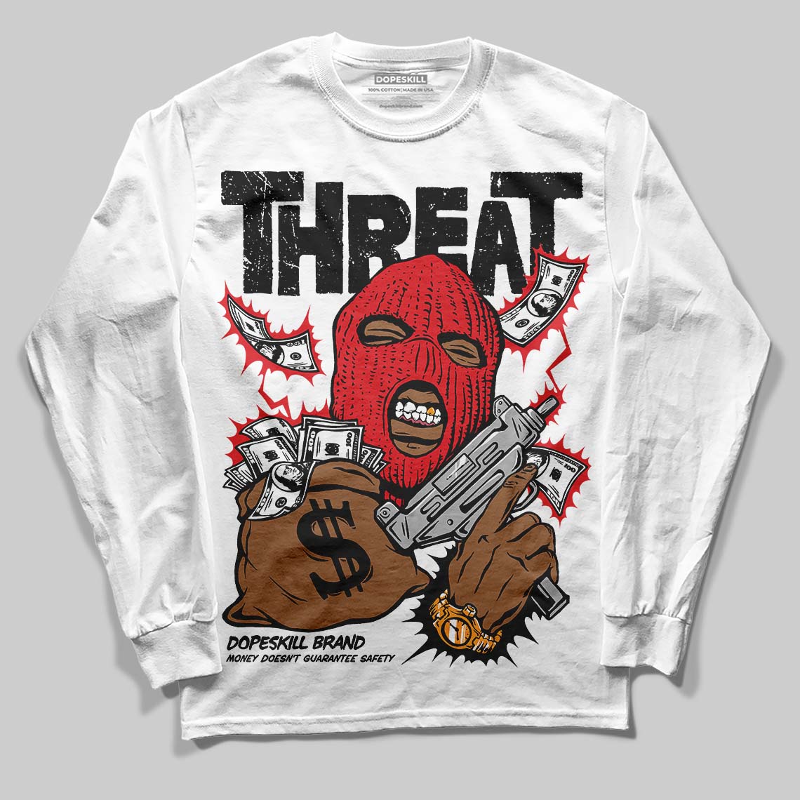 Dunk Panda Low White Black DopeSkill Long Sleeve T-Shirt Under Threat Graphic Streetwear - White