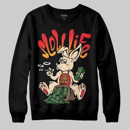 Red Sneakers DopeSkill Sweatshirt Slow Life Graphic Streetwear - Black