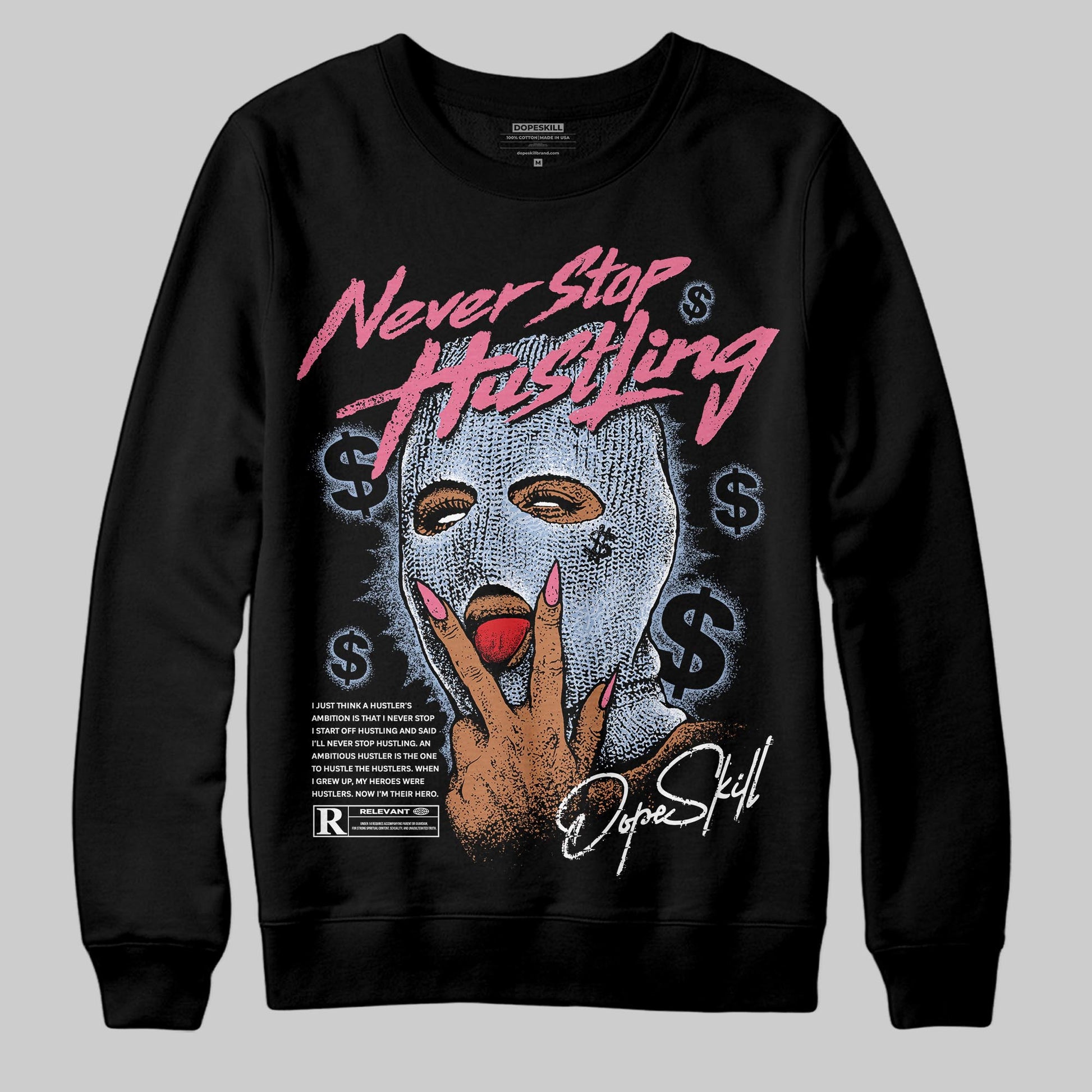 Jordan 3 GS “Cobalt Bliss” DopeSkill Sweatshirt Never Stop Hustling Graphic Streetwear - Black
