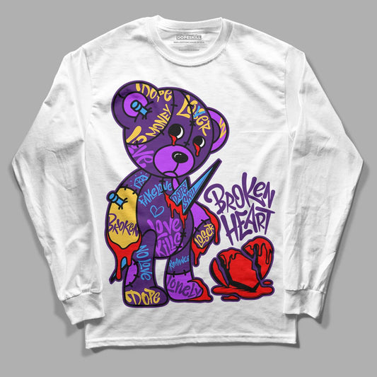 Jordan 12 “Field Purple” DopeSkill Long Sleeve T-Shirt Broken Heart Graphic Streetwear - White