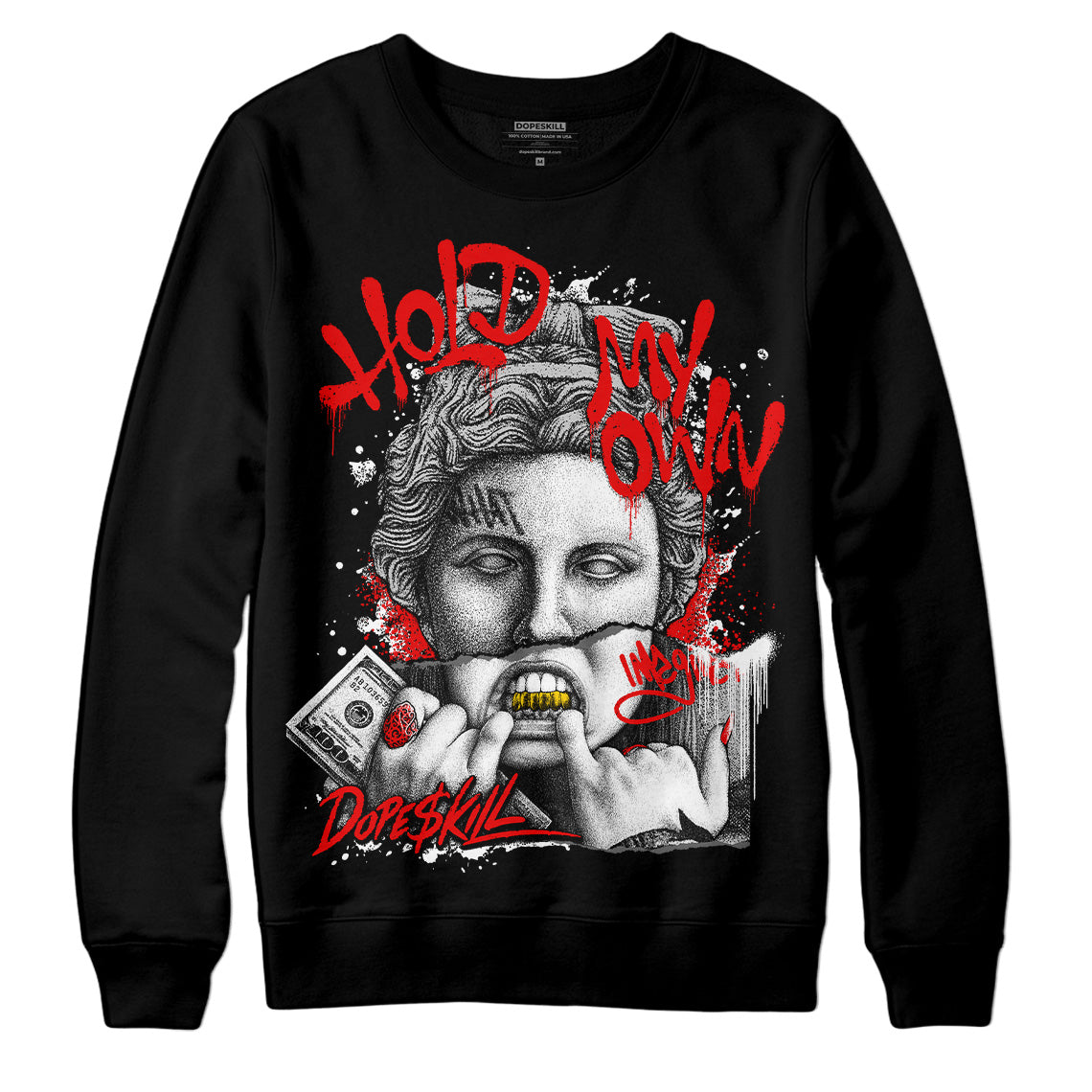 Jordan 1 High 85 Black White DopeSkill Sweatshirt Hold My Own Graphic Streetwear - Black