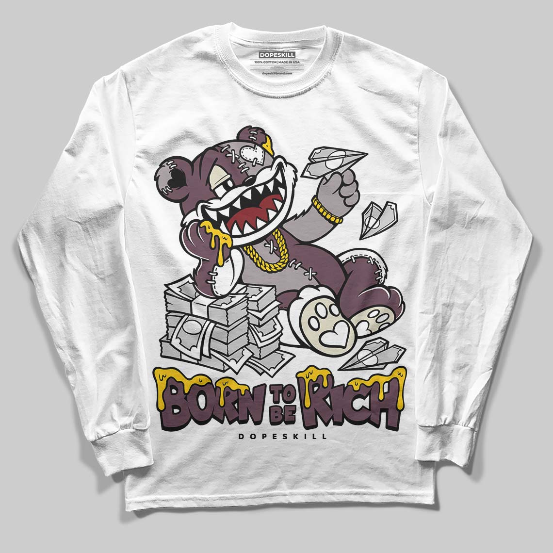 A Ma Maniére x Air Jordan 5 “Violet Ore” DopeSkill Long Sleeve T-Shirt Born To Be Rich Graphic Streetwear - White
