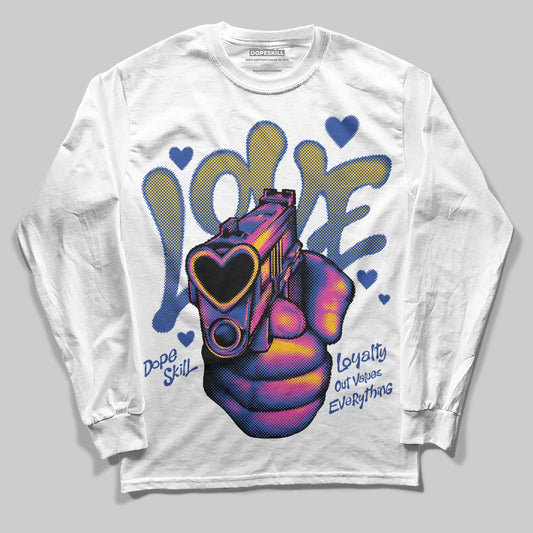 Royal Blue Sneakers DopeSkill Long Sleeve T-Shirt Love Shot Graphic Streetwear - White