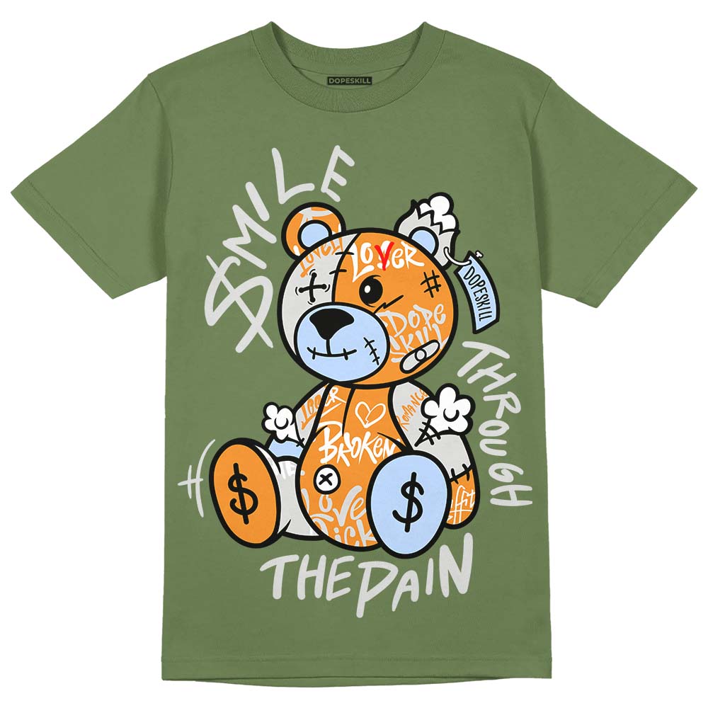 Jordan 5 "Olive" DopeSkill Olive T-Shirt Smile Through The Pain Graphic Streetwear