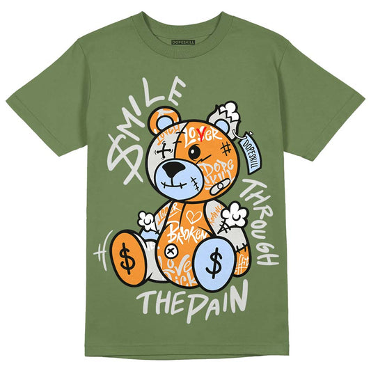 Jordan 5 "Olive" DopeSkill Olive T-Shirt Smile Through The Pain Graphic Streetwear