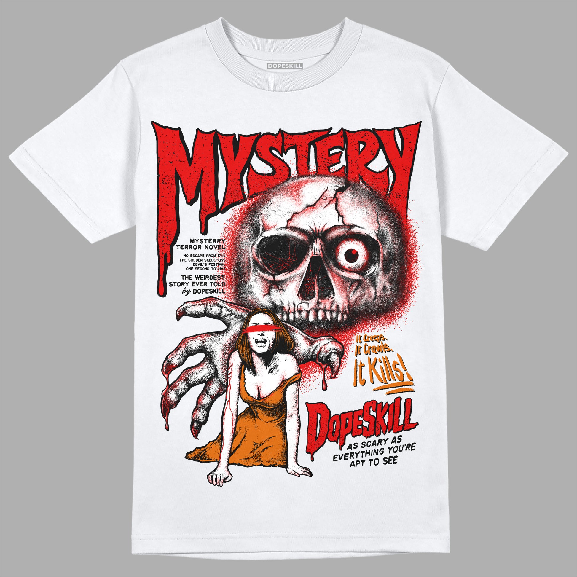 Jordan 4 Retro Red Cement DopeSkill T-Shirt Mystery Ghostly Grasp Graphic Streetwear - White