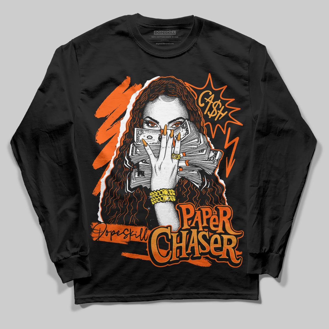 Jordan 12 Retro Brilliant Orange DopeSkill Long Sleeve T-Shirt NPC Graphic Streetwear - Black