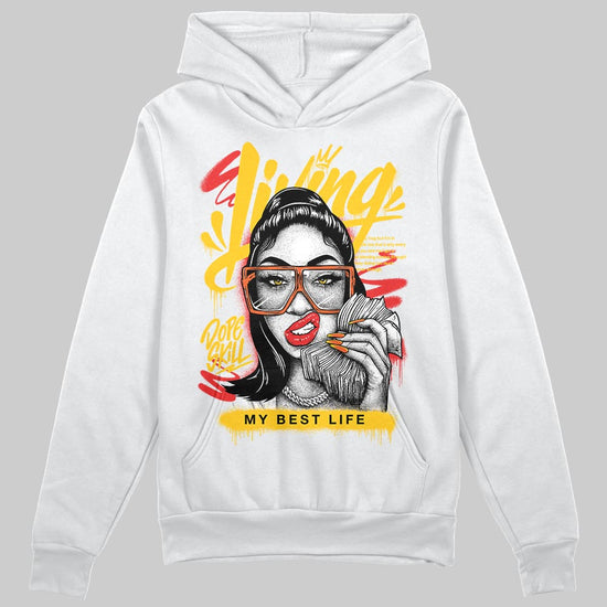 Yellow Sneakers DopeSkill Hoodie Sweatshirt Living My Best Life Graphic Streetwear - White
