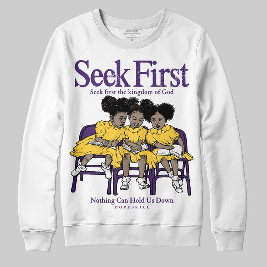 Jordan 12 “Field Purple” DopeSkill Sweatshirt New Seek First Graphic Streetwear - White