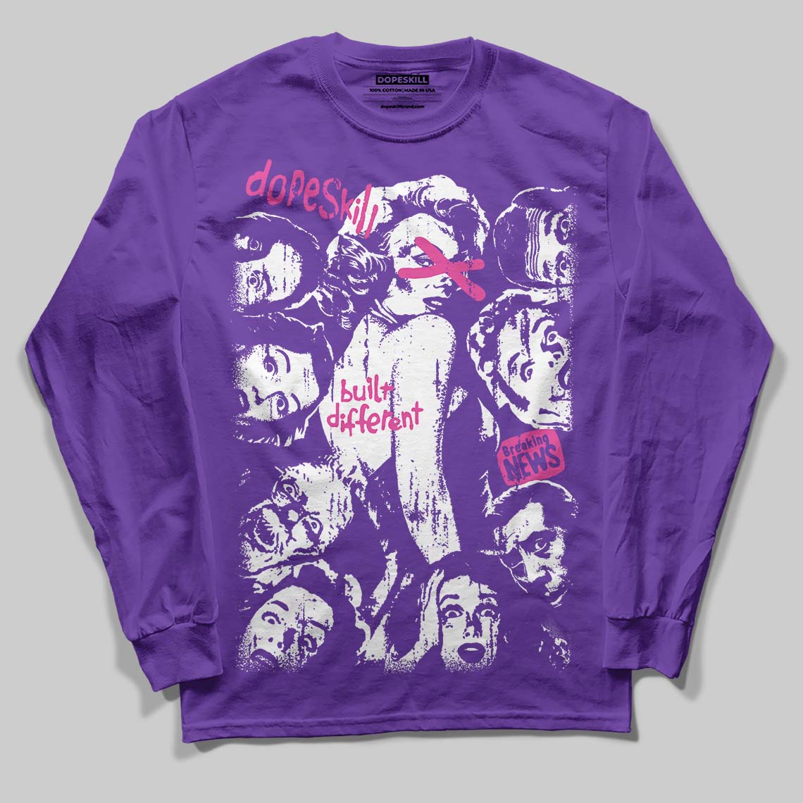 PURPLE Sneakers DopeSkill Long Sleeve T-Shirt Built Different Graphic Streetwear - Purple