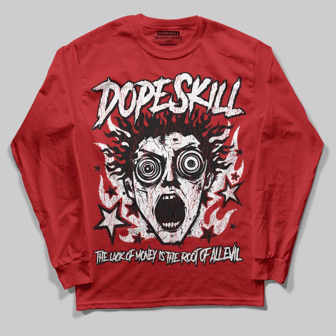 Red Sneakers DopeSkill Long Sleeve T-Shirt Root of Evil Graphic Streetwear - red