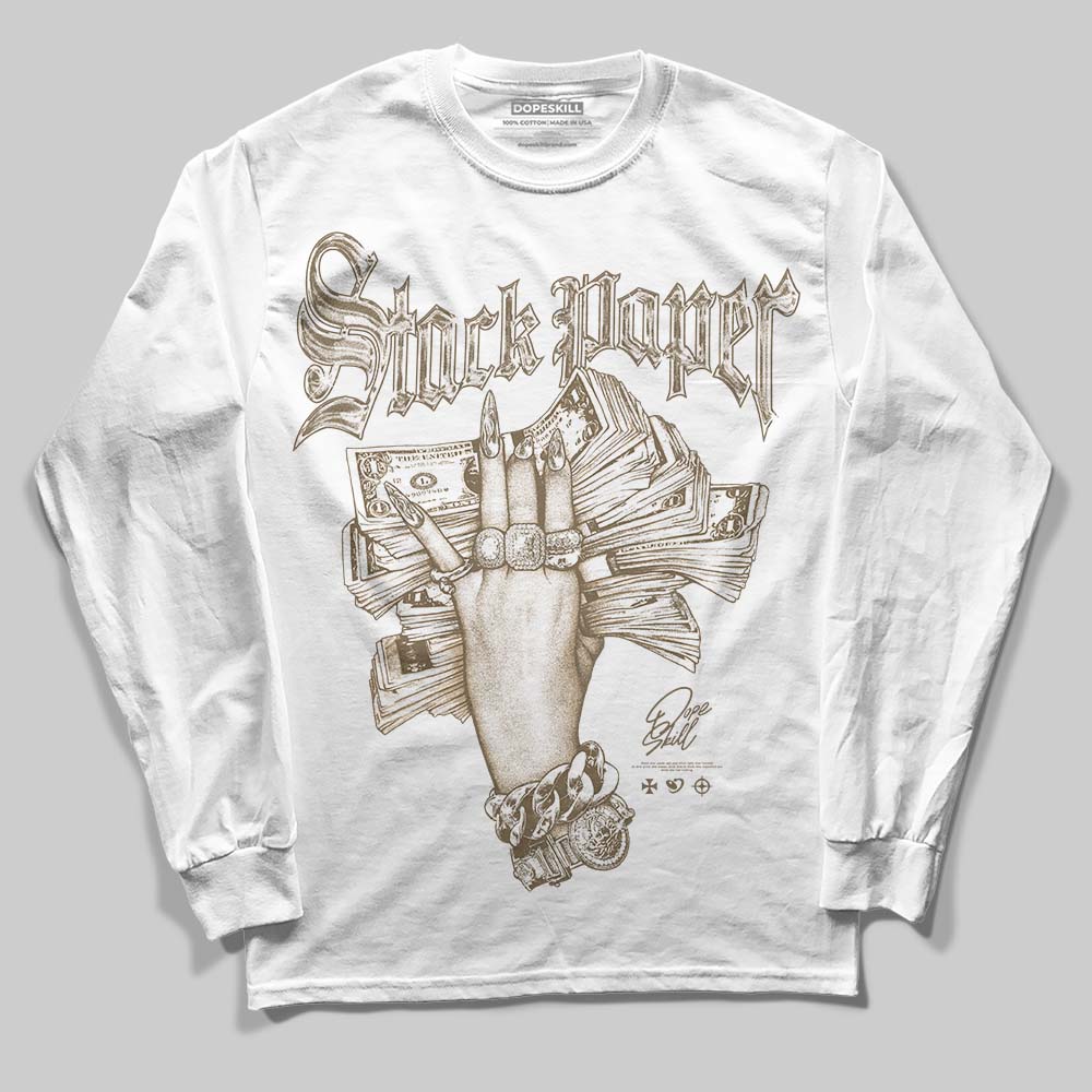 TAN Sneakers DopeSkill Long Sleeve T-Shirt Stack Paper Graphic Streetwear - WHite