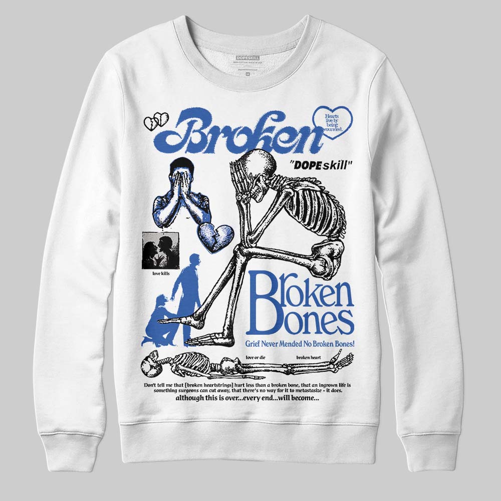 Awake NY x Jordan 5 Retro 'Black Racer Blue' DopeSkill Sweatshirt Broken Bones Graphic Streetwear - White