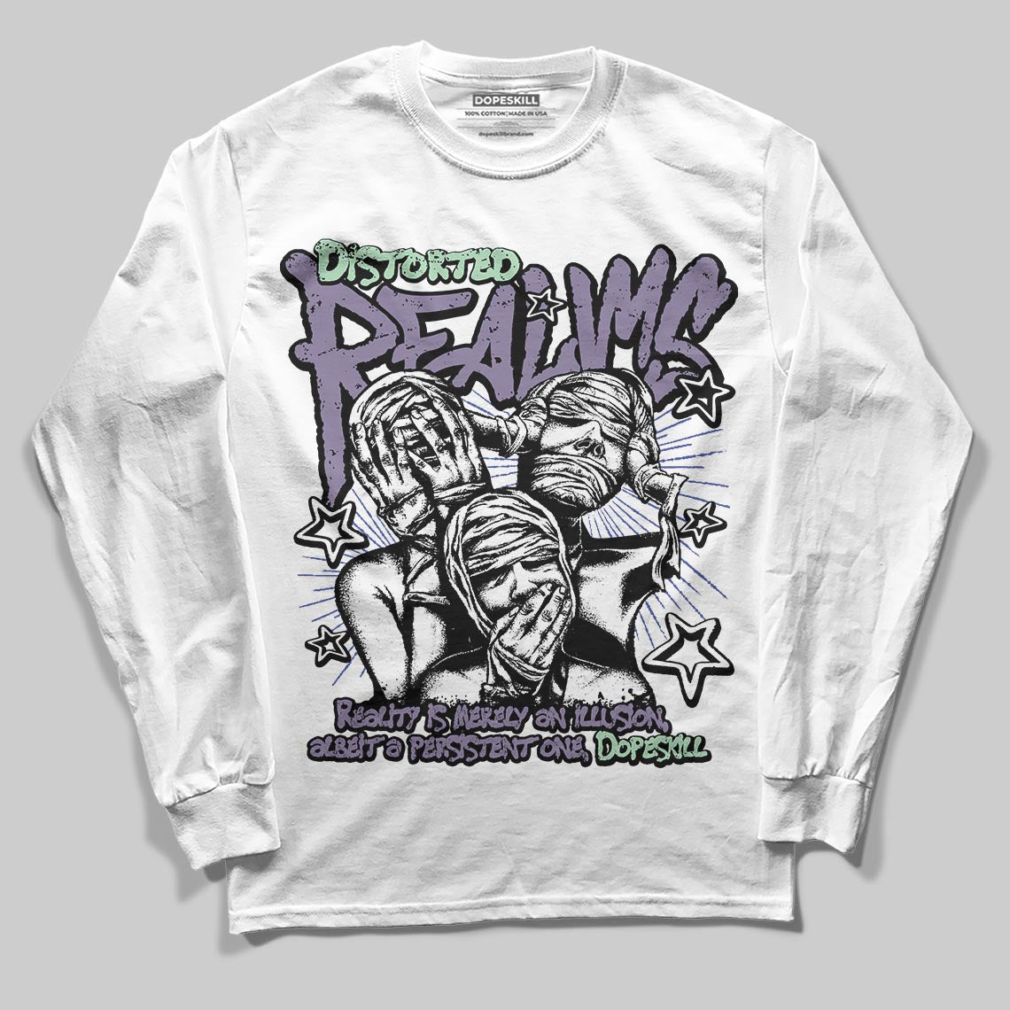 Jordan 1 Retro Low OG Zion Williamson Voodoo Alternate DopeSkill Long Sleeve T-Shirt Distorted Realms Graphic Streetwear - White