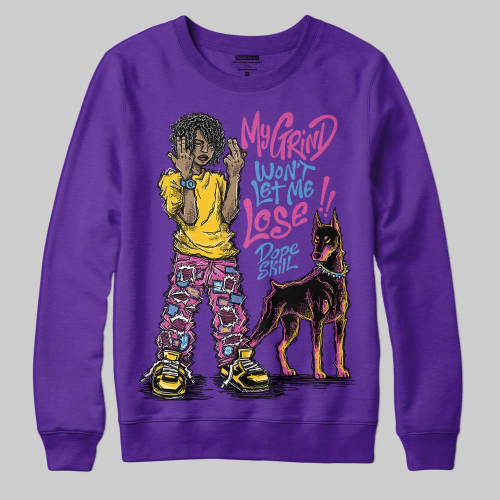 PURPLE Sneakers DopeSkill Sweatshirt My Grind Won't Let Me Lose Graphic Streetwear - Purple