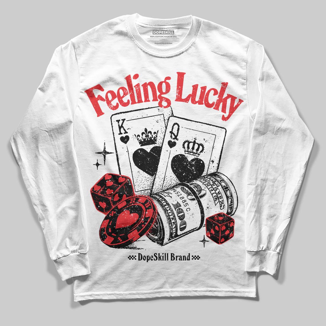 Dunk Low Panda White Black DopeSkill Long Sleeve T-Shirt Feeling Lucky Graphic Streetwear - White