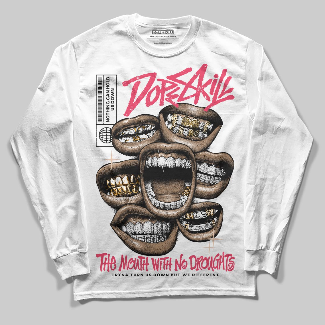 Jordan 5 Low “Peanut Butter Jelly” DopeSkill Long Sleeve T-Shirt The Mouth With No Droughts Graphic Streetwear - White