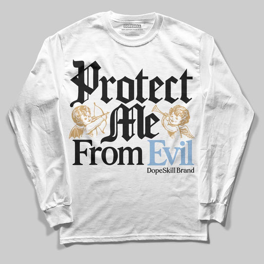 Nike Air Diamond Turf Must Be the Money DopeSkill Long Sleeve T-Shirt Protect Me From Evil Graphic Streetwear - White