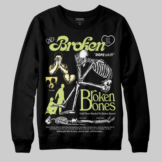 Jordan 4 GS “Light Lemon Twist” DopeSkill Sweatshirt Broken Bones Graphic Streetwear - Black