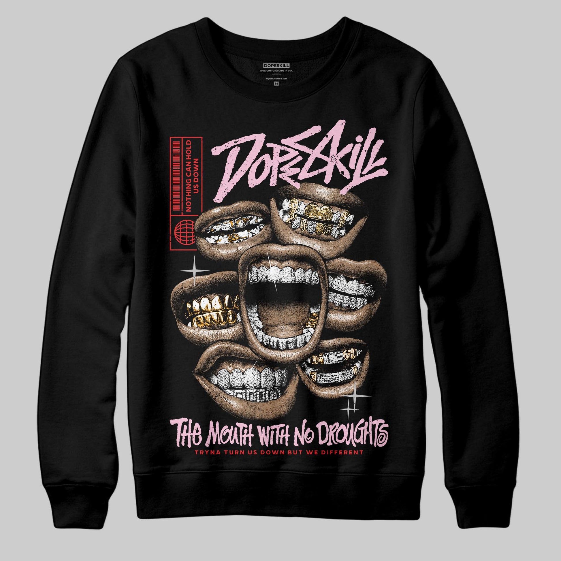 Awake NY x Air Jordan 5 Arctic Pink DopeSkill Sweatshirt The Mouth With No Droughts Graphic Streetwear - black