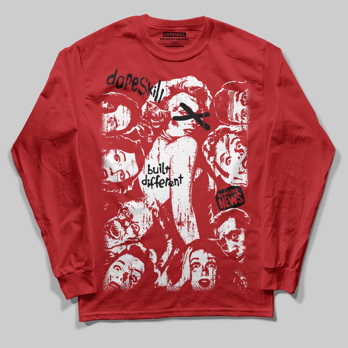 Red Sneakers DopeSkill Long Sleeve T-Shirt Built Different Graphic Streetwear - Red
