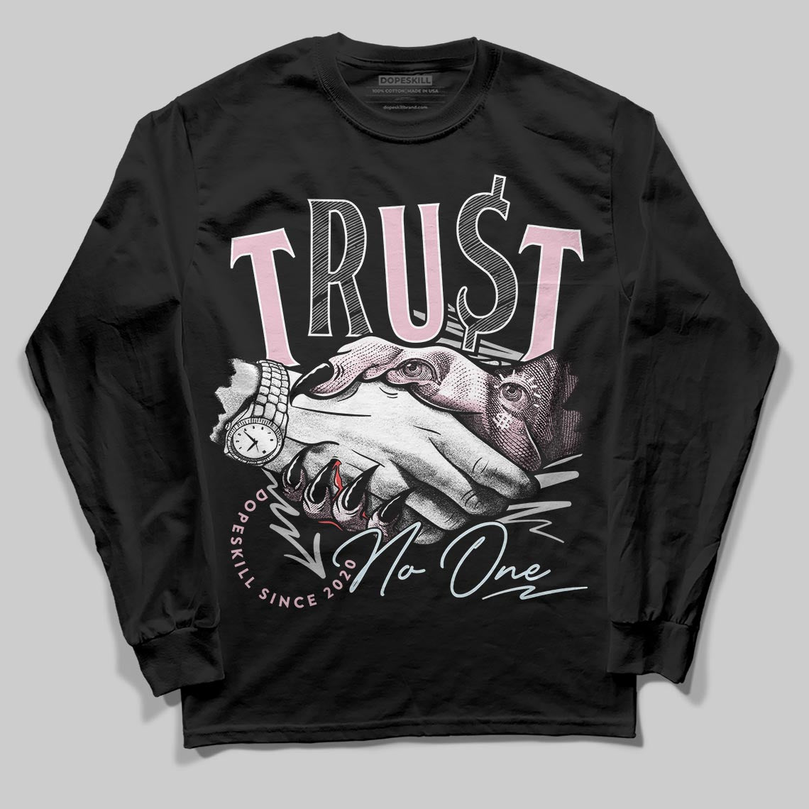 Jordan 5 OG “35th Anniversary” DopeSkill Long Sleeve T-Shirt Trust No One Graphic Streetwear - Black