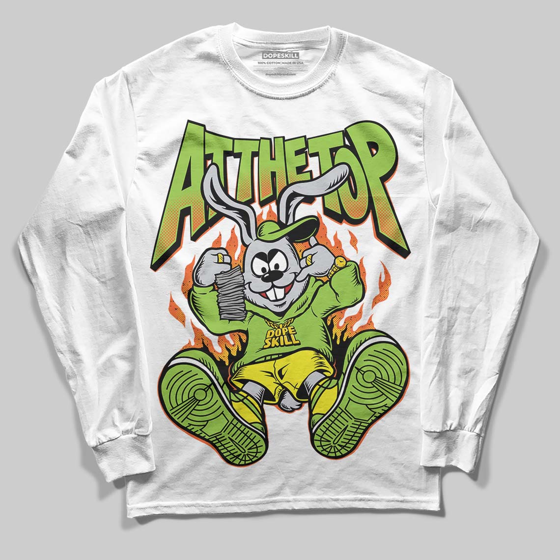 Neon Green Sneakers DopeSkill Long Sleeve T-Shirt At The Top Graphic Streetwear - White