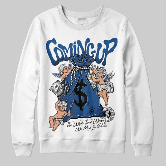 Jordan 1 Low OG “Storm Blue” DopeSkill Sweatshirt Money Bag Coming Up Graphic Streetwear - White