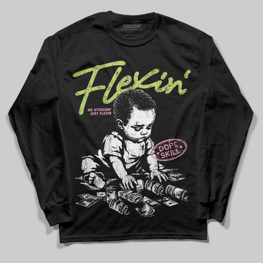 Chase B x Travis Scott x Jordan Jumpman Jack DopeSkill Long Sleeve T-Shirt Flexin' Graphic Streetwear - black