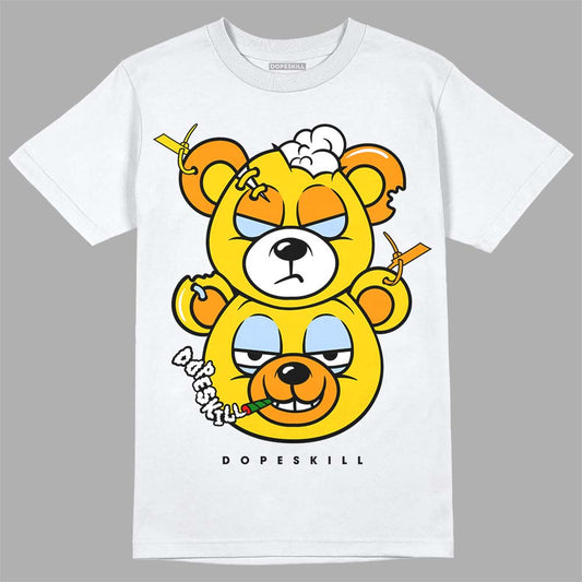 Jordan 6 “Yellow Ochre” DopeSkill T-Shirt New Double Bear Graphic Streetwear - White