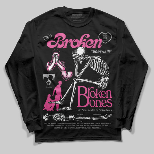 Asics Gel-Kayano 14 ‘Cream Sweet Pink’ DopeSkill Long Sleeve T-Shirt Broken Bones Graphic Streetwear - Black