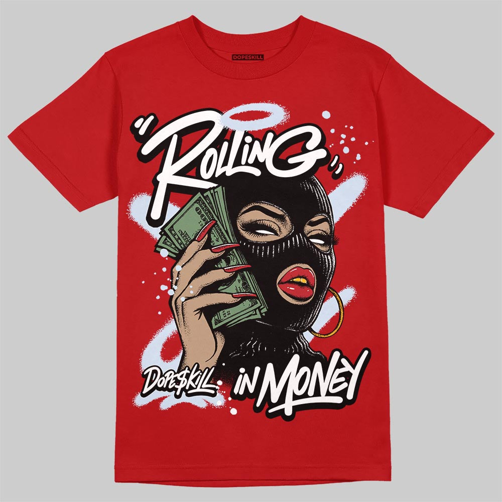 Jordan 11 Retro Cherry DopeSkill T-Shirt Rolling in Money Graphic Streetwear - Red