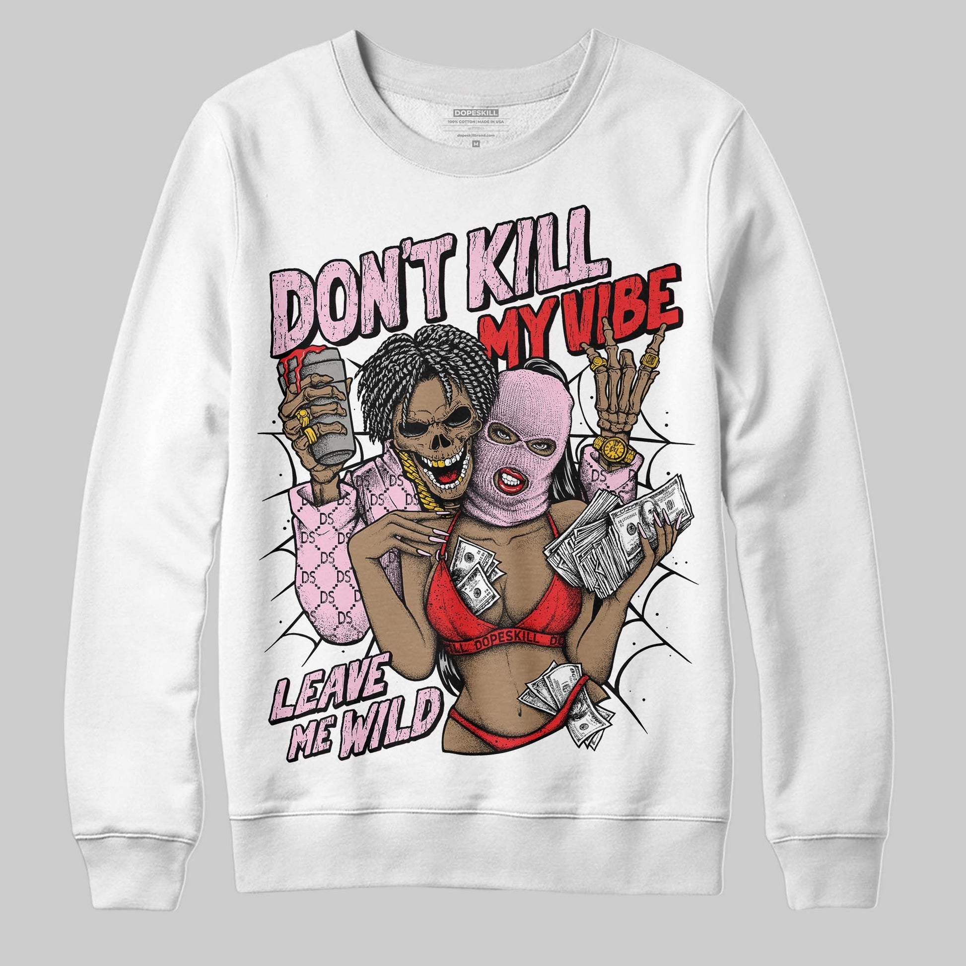 Awake NY x Air Jordan 5 Arctic Pink DopeSkill Sweatshirt Don't Kill My Vibe Graphic Streetwear - White