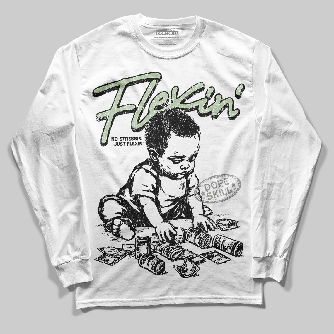 Jordan 4 WMNS “Seafoam” (2025) DopeSkill Long Sleeve T-Shirt Flexin' Graphic Streetwear - White
