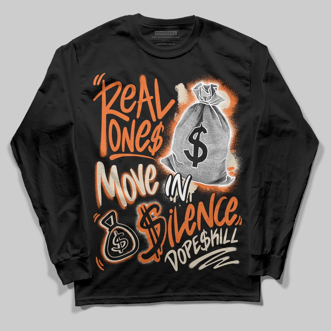 Jordan 3 “Starfish” DopeSkill Long Sleeve T-Shirt Real Ones Move In Silence Graphic Streetwear - Black