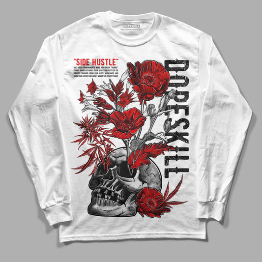 Jordan 4 Retro Red Cement DopeSkill Long Sleeve T-Shirt Side Hustle Graphic Streetwear - White