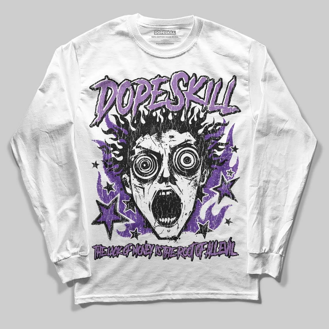 PURPLE Sneakers DopeSkill Long Sleeve T-Shirt Root of Evil Graphic Streetwear - White