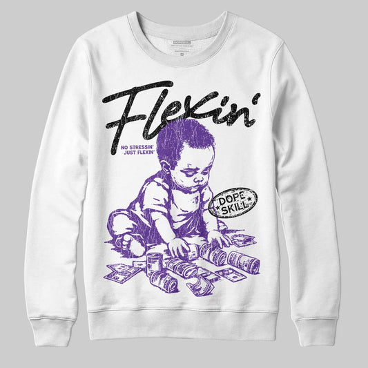 PURPLE Sneakers DopeSkill Sweatshirt Flexin' Graphic Streetwear - White