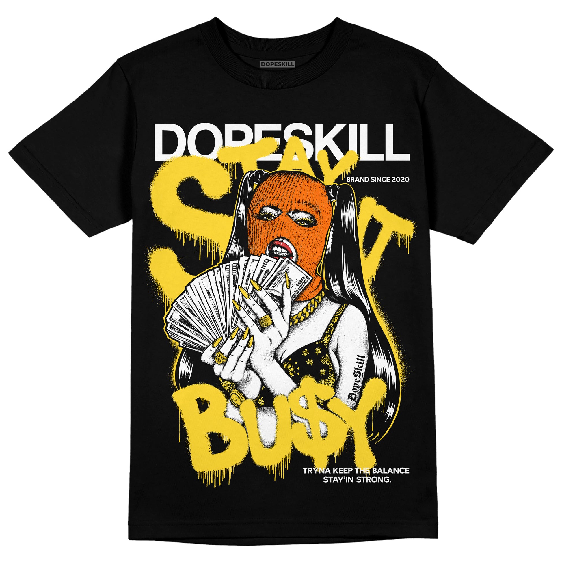 Jordan 4 Thunder DopeSkill T-Shirt Stay It Busy Graphic Streetwear - Black