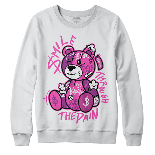 Jordan 4 GS “Hyper Violet” DopeSkill Sweatshirt Smile Through The Pain Graphic Streetwear - WHite