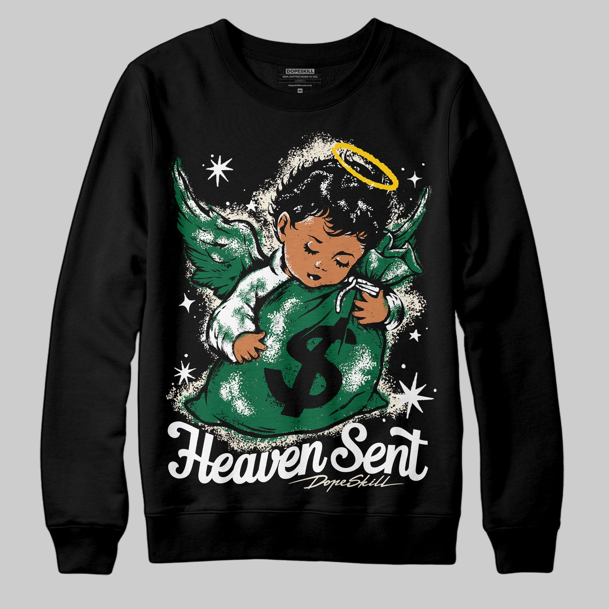 Jordan 13 GS “Pine Green” DopeSkill Sweatshirt Heaven Sent Graphic Streetwear - Black