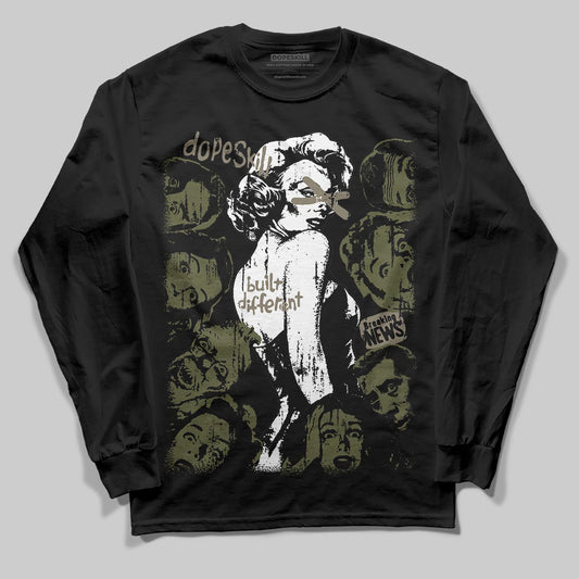 Jordan 3 “Medium Olive” aka “Family Affair” DopeSkill Long Sleeve T-Shirt Built Different Graphic Streetwear - Black