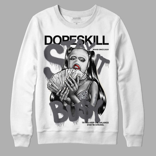 Jordan 1 Retro Low OG Black Cement DopeSkill Sweatshirt Stay It Busy Graphic Streetwear - White