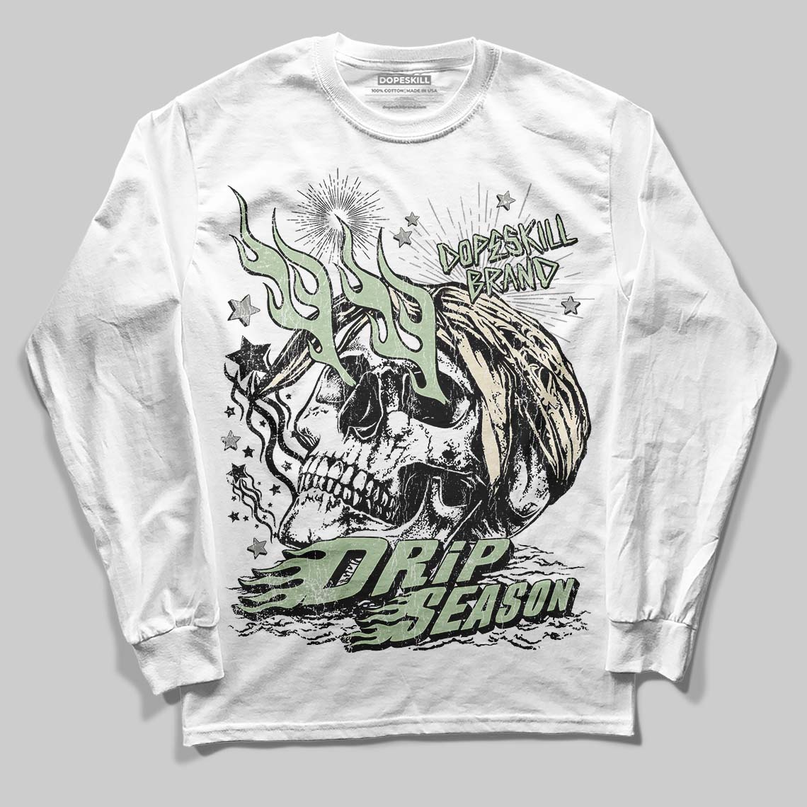 Jordan 4 WMNS “Seafoam” (2025) DopeSkill Long Sleeve T-Shirt Drip Season Graphic Streetwear - White