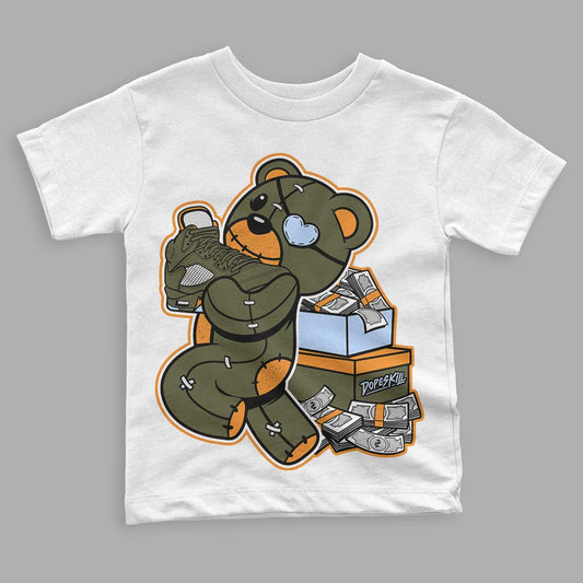 Jordan 5 "Olive" DopeSkill Toddler Kids T-shirt Bear Steals Sneaker Graphic Streetwear - White