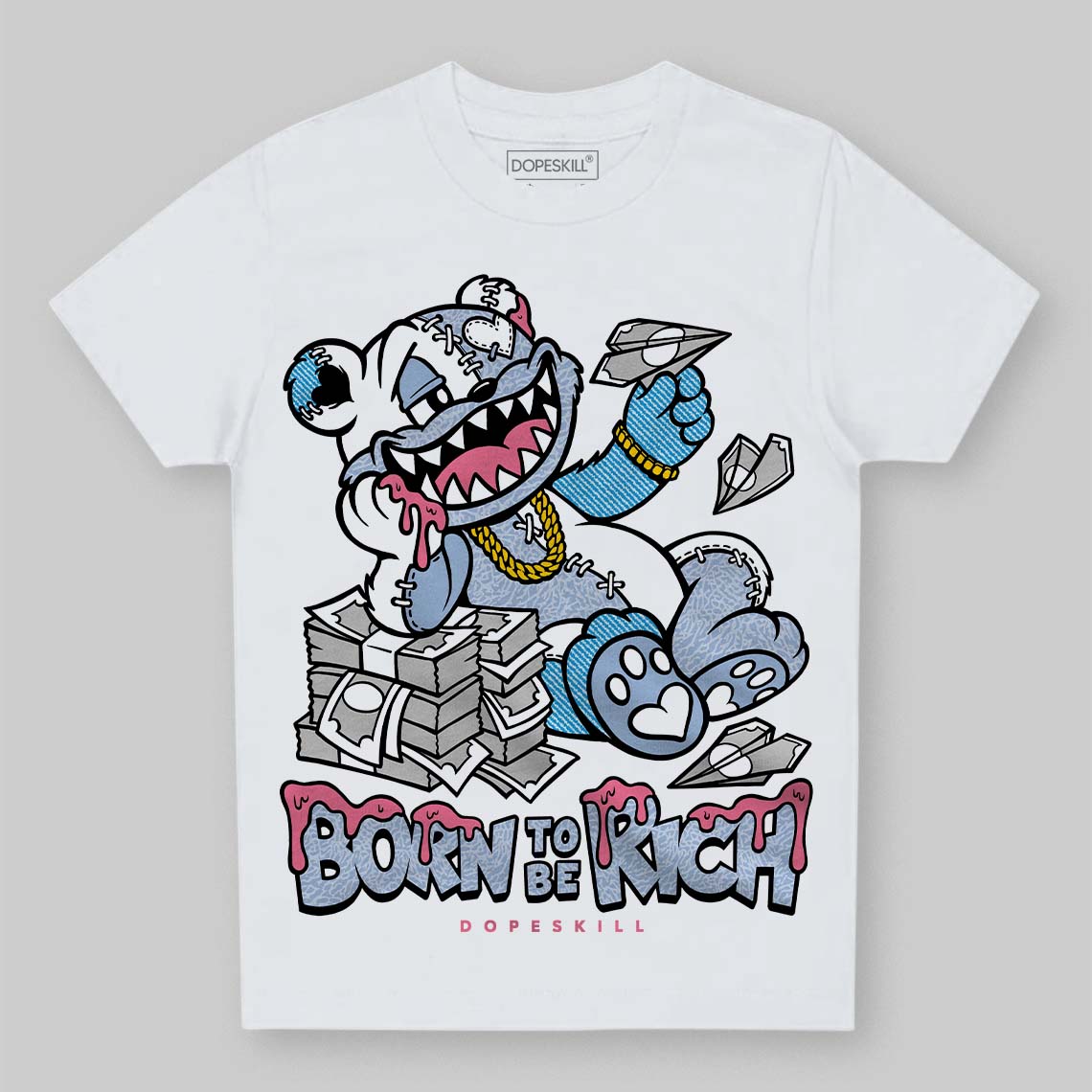 Jordan 3 GS “Cobalt Bliss” DopeSkill Toddler Kids T-shirt Born To Be Rich Graphic Streetwear - White
