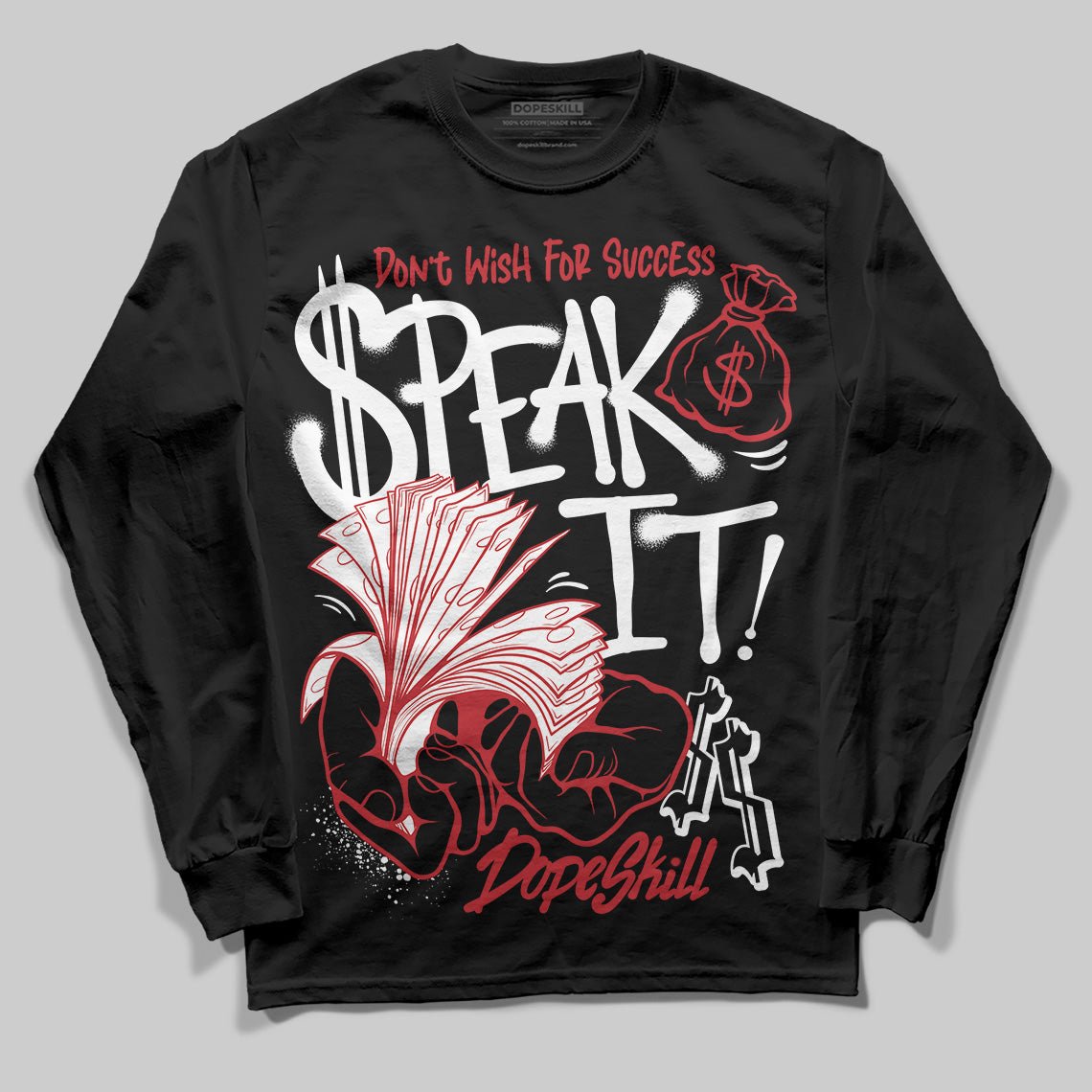 Jordan 11 Retro Low Bred (2025) DopeSkill Long Sleeve T-Shirt Speak It Graphic Streetwear - Black