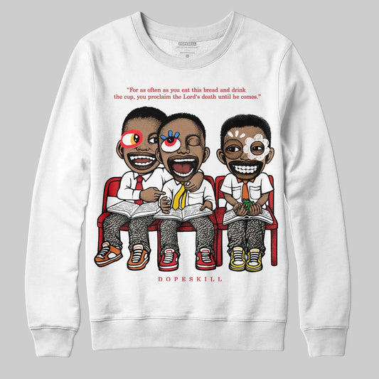 Jordan 3 Retro Fire Red DopeSkill Sweatshirt First Sunday Graphic Streetwear - White